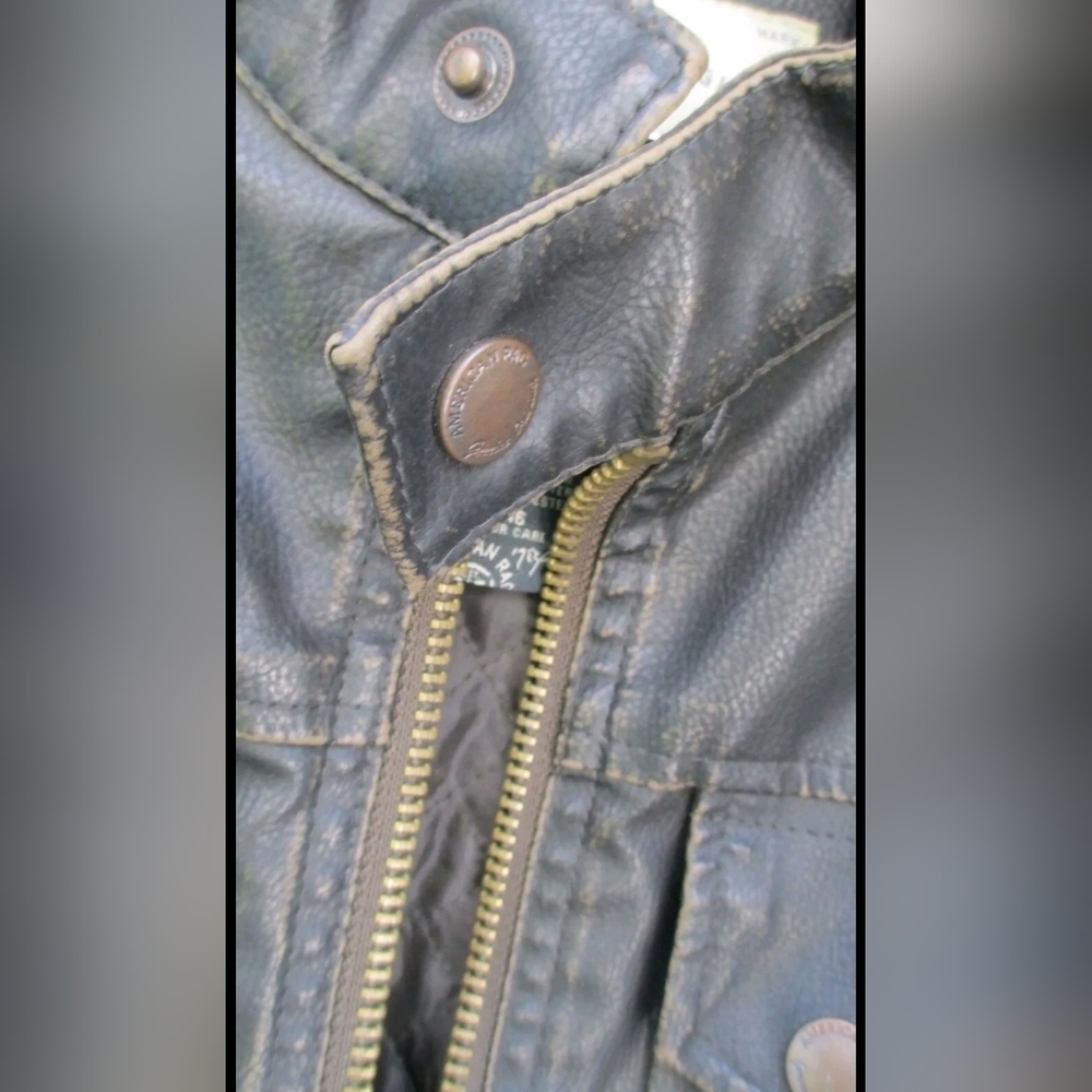 American Rag Jacket Men's Faux Leather Black Lined Motorcycle Size Small - Picture 4 of 15